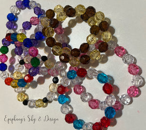 BRACELETS: Multi-colored Glass-Beaded Bracelets (No Words)