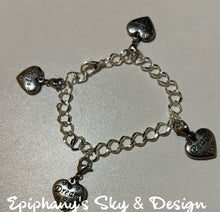 Load image into Gallery viewer, BRACELETS: Charm bracelet w/clip-on heart charms
